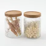 リーフ柄ウッド蓋ガラスキャニスター - Image 6