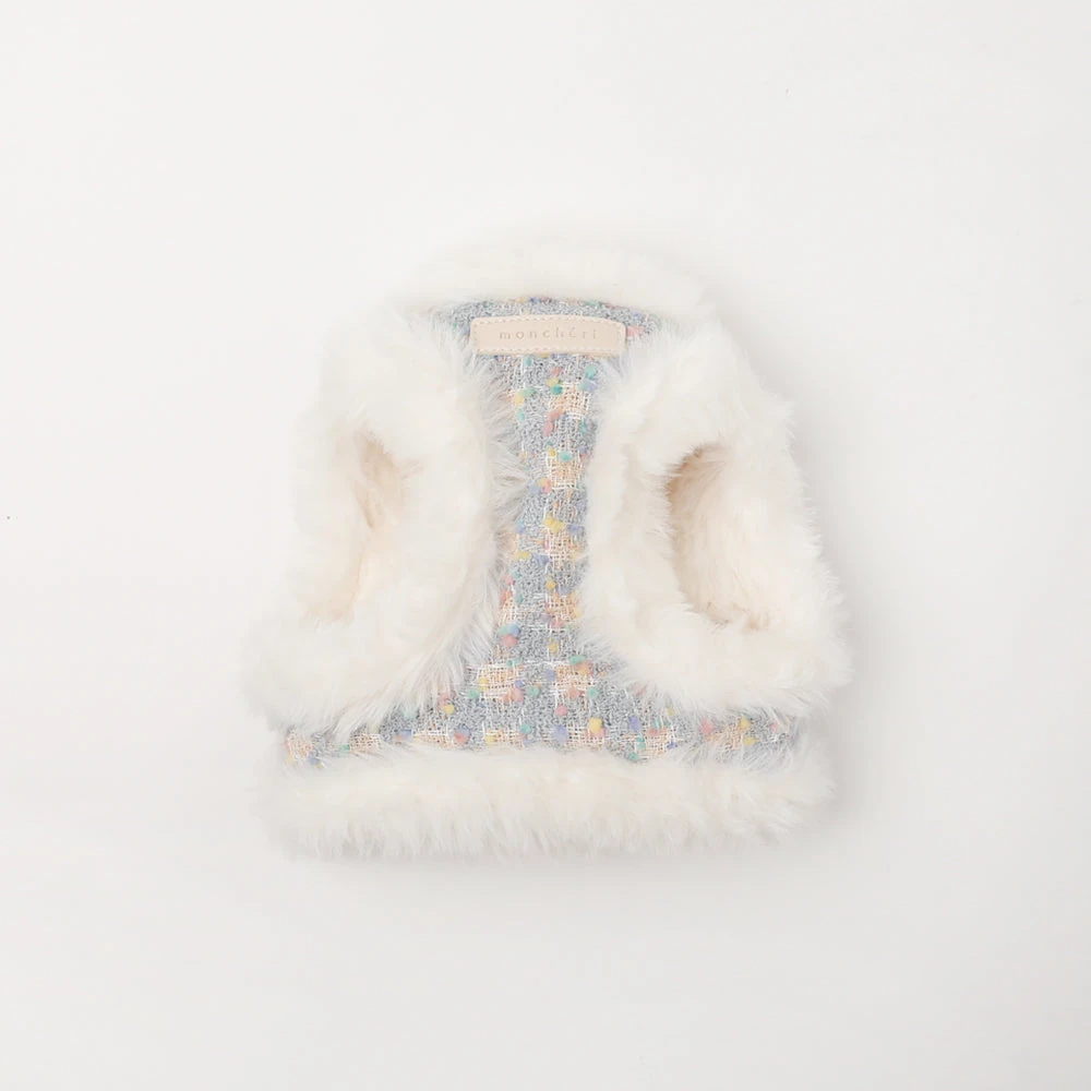 product_image_1763949739.webp ツイードチェックファーハーネス+リードSET【名入れ刺繍対応】 - Image 1